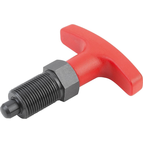 Kipp Indexing Plunger Size:4 D1=M20X1, 5, D=10, Form:A Wout Locknut, Steel Hardened, Comp:Pa Comp:Red K1124.541084 - main